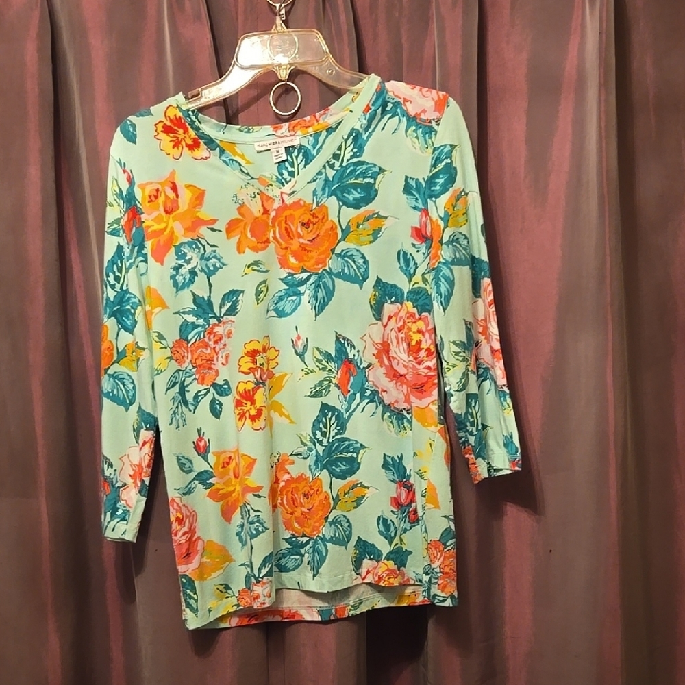 Isaac Mizrahi Vibrant Yellow and Green Long Sleeve Tee